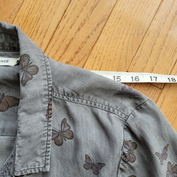 STANDARD GRACE Gray Butterfly Print Women's Shirt L - Picture 11 of 13